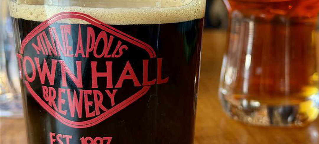 Town hall brewery glass of dark beer